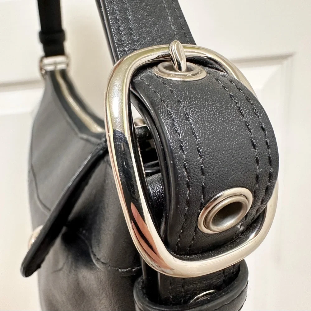 Coach Ashley Pleated Leather Shoulder Bag‎ Black Y2K
